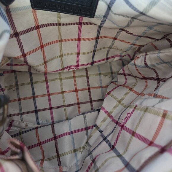 EUC Coach Legacy Bleecker Tattersall Large Leather Duffle #11423 in Navy - Picture 13 of 16